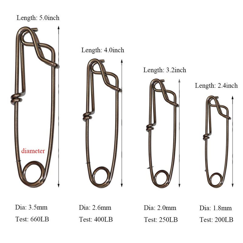 Laxygo 5pcs Longline Fishing Snap Clips Stainless Steel Floatline Tuna Clips 4 Sizes (3.5mmx5.0inch-5pcs) - Image 2